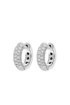 Chunky Hoop Earrings, 18k White Gold & Diamonds